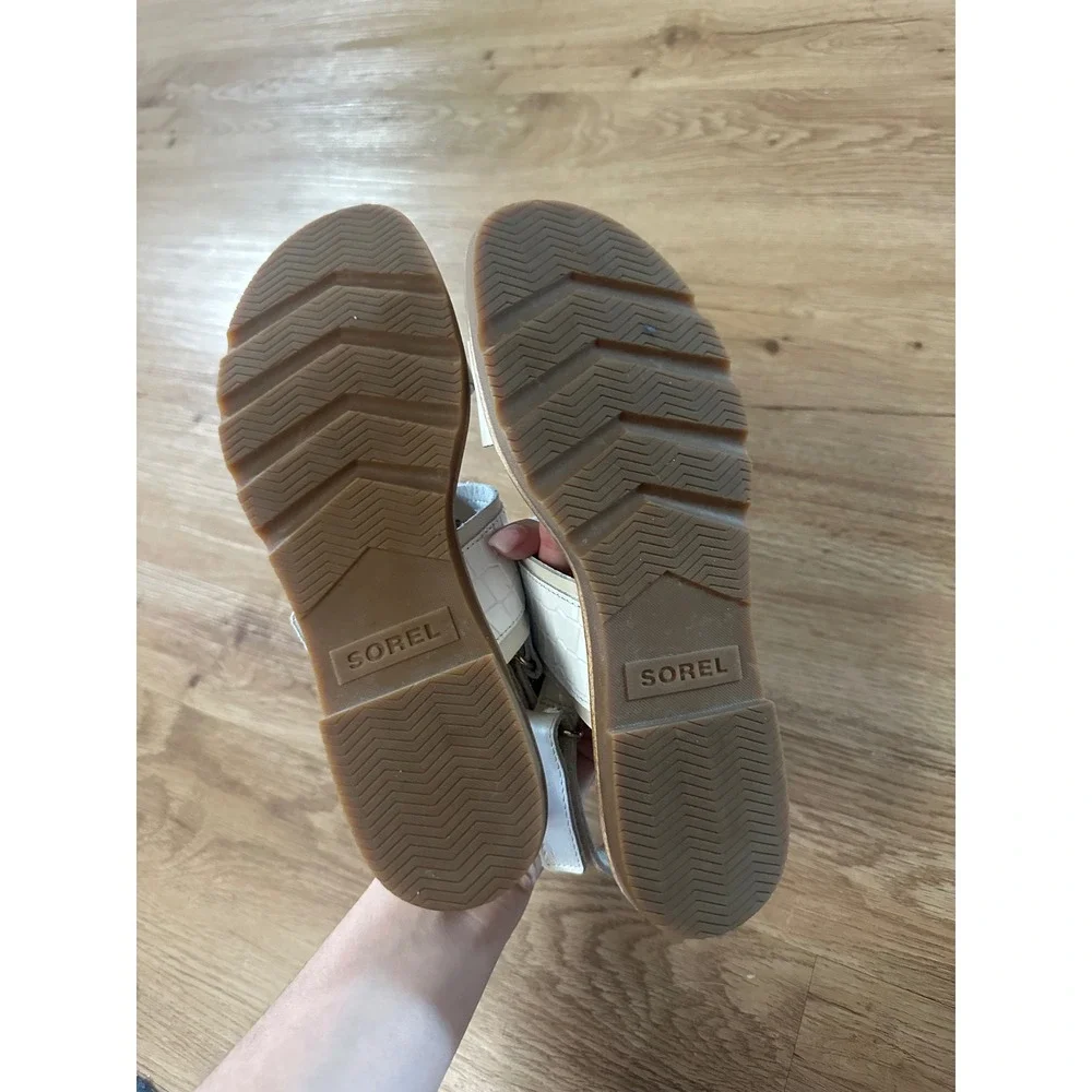 Sorel Ella Classic Slingback Sandals Women 6.5 Chalk Leather NL5075-191
